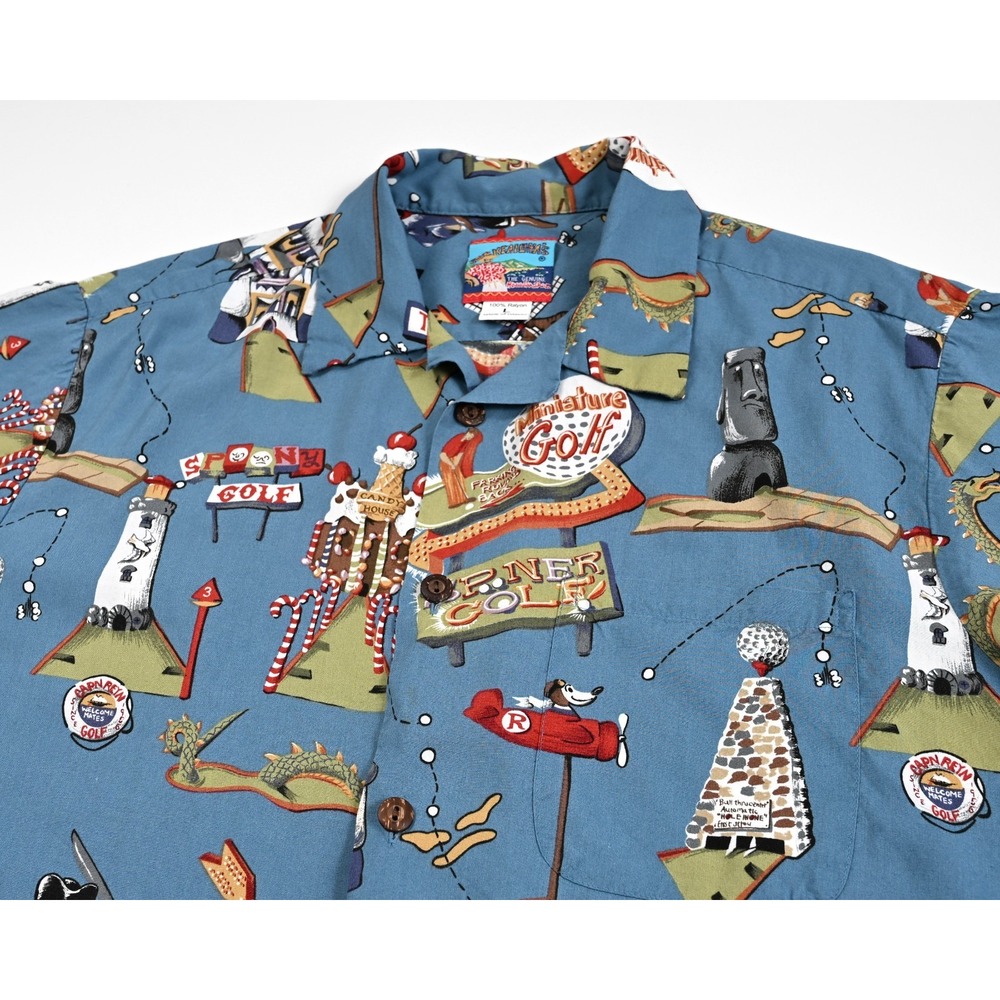Vtg Joe Kealoha's Miniature Golf Aloha Camp Reyn Spooner Hawaiian Shirt‎ Large